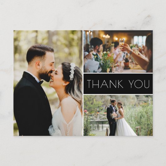 3 foto bruiloft dank u briefkaart (Voorkant)