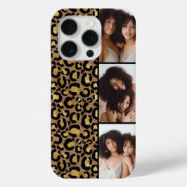 3 Foto Bruin En Goud Luipaardprint iPhone 15 Pro Case