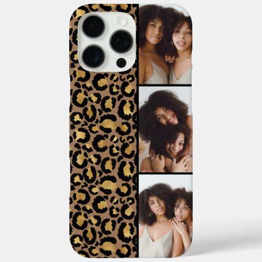 3 Foto Bruin En Goud Luipaardprint Case-Mate iPhone Case (Achterkant)