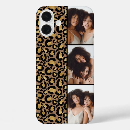 3 Foto Bruin En Goud Luipaardprint Case-Mate iPhone Case (Achterkant)