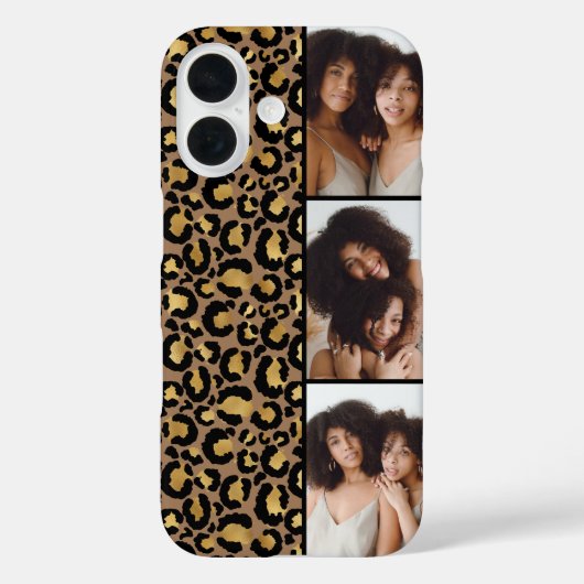 3 Foto Bruin En Goud Luipaardprint Case-Mate iPhone Case (Achterkant)