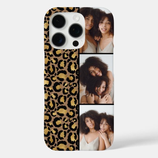 3 Foto Bruin En Gouden Luipaardprint Case-Mate iPhone Case (Achterkant)