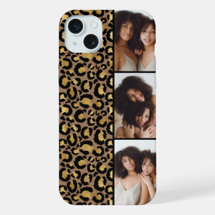 3 Foto Bruin En Gouden Luipaardprint iPhone 15 Plus Case