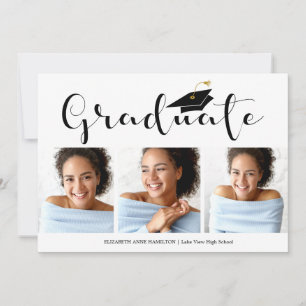 3 Foto Calligrafie Middelbare School Afstuderen Aankondiging