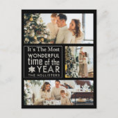 3 Foto Chalkboard Kalligrafie Vakantie Kerstmis Briefkaart (Voorkant)