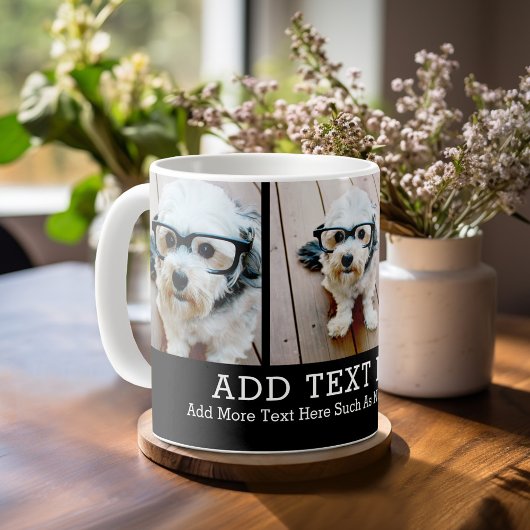 3 Foto collage 2 lijnen tekst — KAN Zwart bewerken Koffiemok