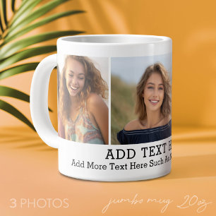 3 Foto Collage 2 Regels tekst -- Minimaal, Eenvoud Grote Koffiekop