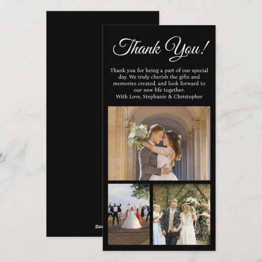 3-foto collage aangepaste dank u bruiloft foto feestdagenkaart (Voorkant / Achterkant)