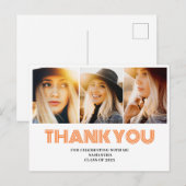 3 foto collage afstudeer bedankje briefkaart (Voorkant / Achterkant)