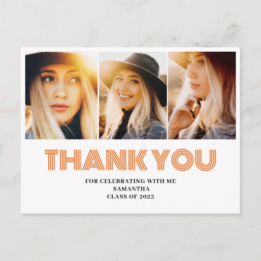 3 foto collage afstudeer bedankje briefkaart (Voorkant)