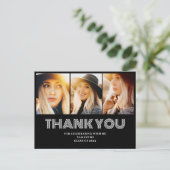 3 foto collage afstudeer dank je kaart (Staand voorkant)