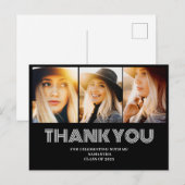 3 foto collage afstudeer dankjewel briefkaart (Voorkant / Achterkant)