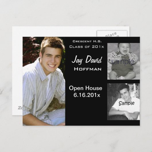 3 foto collage afstuderen aankondiging (Voorkant / Achterkant)