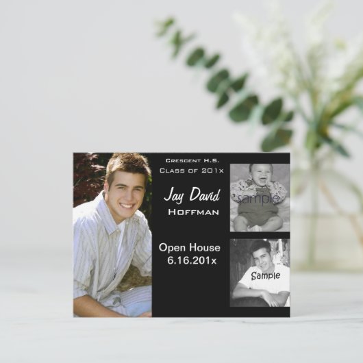 3 foto collage afstuderen aankondiging (Staand voorkant)