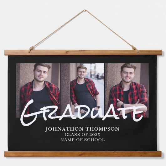 3 Foto Collage Afstuderen Hangend Wandkleed (Voorkant)