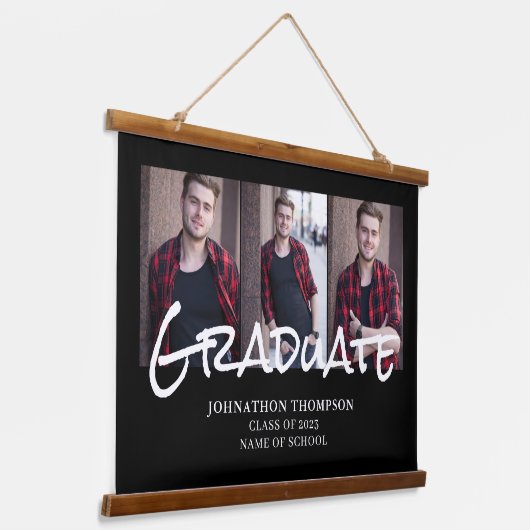 3 Foto Collage Afstuderen Hangend Wandkleed (Gebogen)