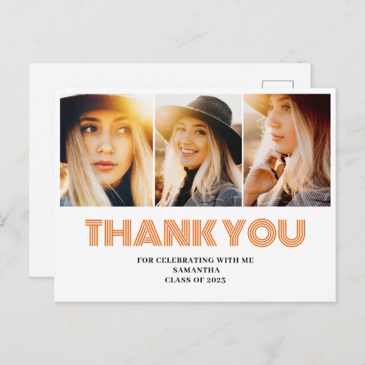 3 Foto Collage Afstuderen Hartelijk dank Briefkaart (Voorkant / Achterkant)