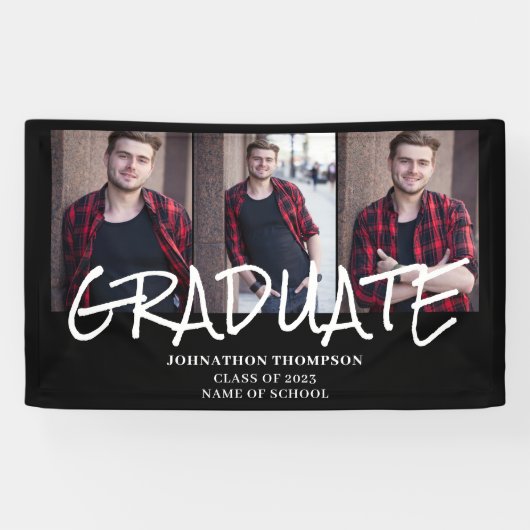 3 Foto Collage Afstuderen Spandoek (Horizontaal)
