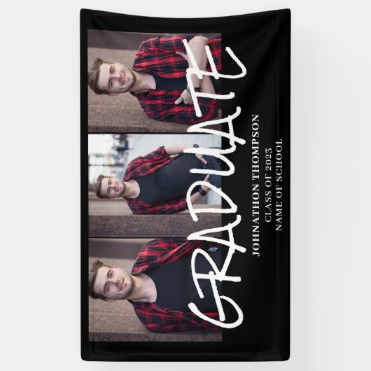 3 Foto Collage Afstuderen Spandoek (Verticaal)