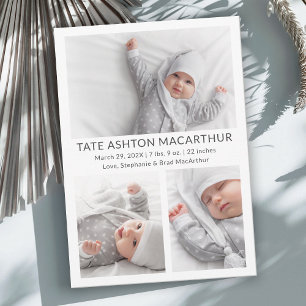 3 Foto Collage Baby Birth koninklijke aankondiging