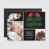 3 Foto Collage Baby's eerste kerstcadeautje Magnet (Voorkant / Achterkant)