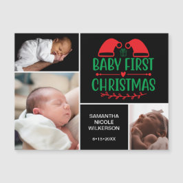 3 Foto Collage Baby's eerste kerstcadeautje Magnet