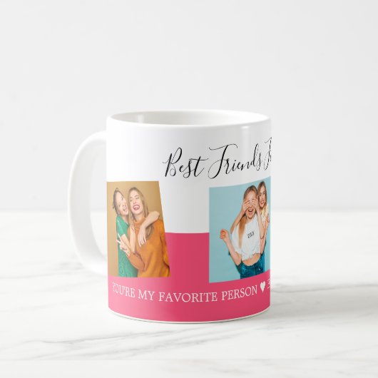 3 Foto Collage Best Friends Custom Text Script Koffiemok (Voorkant links)