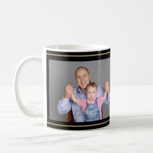 3 Foto Collage Best Step Pap Oost Black en Gold Koffiemok (Links)