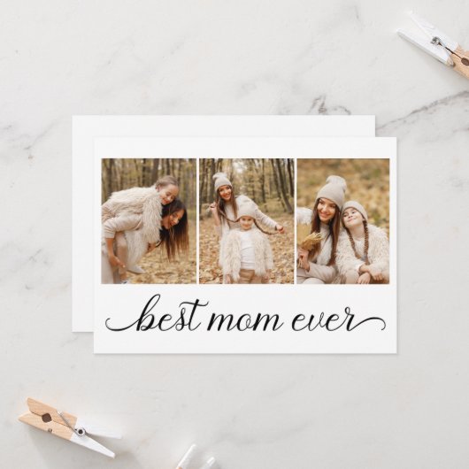 3 Foto Collage Beste mama ooit Kaart (Voorkant / Achterkant in situ)