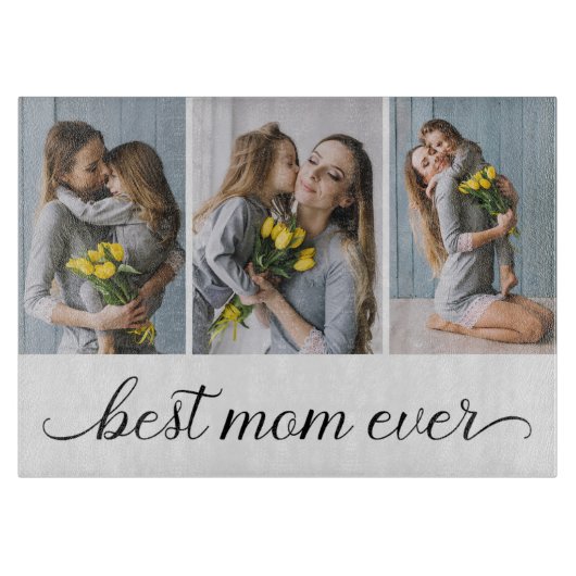 3 Foto Collage Beste mama ooit Snijplank (Voorkant)