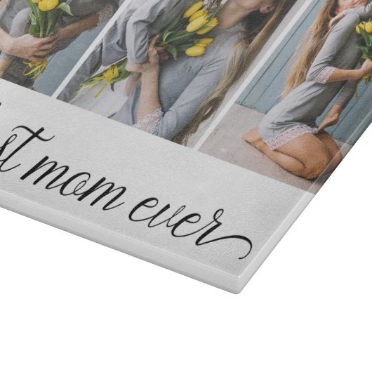 3 Foto Collage Beste mama ooit Snijplank (Hoek)