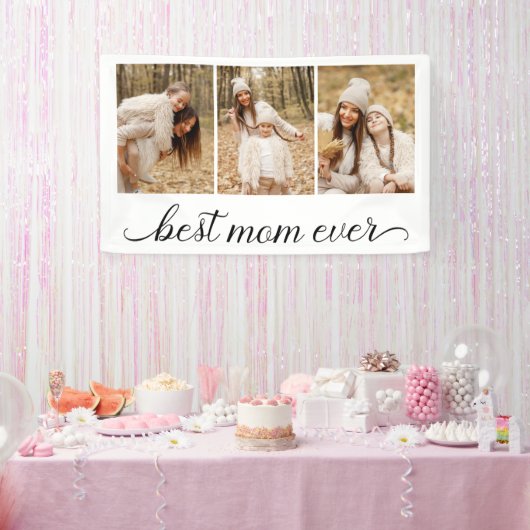3 Foto Collage Beste mama ooit Spandoek (Feest)