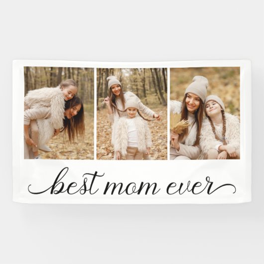 3 Foto Collage Beste mama ooit Spandoek (Horizontaal)
