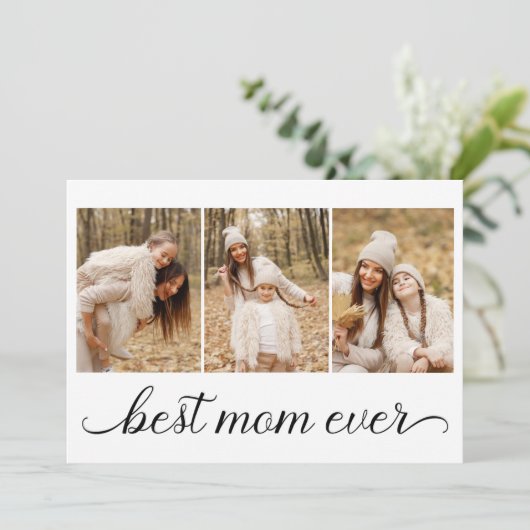 3 Foto Collage Beste Moeder Ooit Kaart (Staand voorkant)
