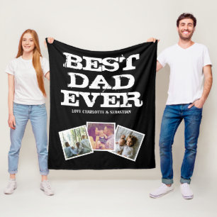 3 Foto Collage Beste vader ooit gepersonaliseerd Fleece Deken