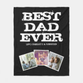 3 Foto Collage Beste vader ooit gepersonaliseerd Fleece Deken (Voorkant)