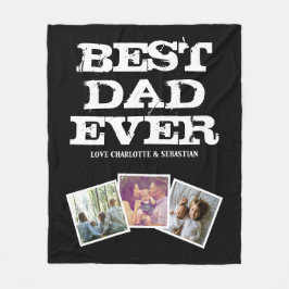 3 Foto Collage Beste vader ooit gepersonaliseerd Fleece Deken