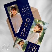 3 Foto Collage Blauw & Beige Afstudeerfeest Kaart