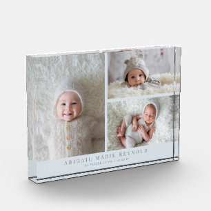 3 Foto Collage Blauwe Nieuwe Baby Aandenken