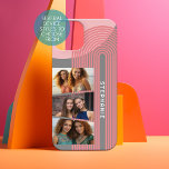 3 Foto Collage - boho coral line art arch - naam iPhone 15 Case<br><div class="desc">Voeg 3 horizontale foto's en jouw naam toe om een koel telefoongeval te maken. De grijze achtergrond heeft abstracte pastelaccenten met een leuke boho lijnboog. Een leuke manier om herinneringen vast te leggen en te delen met vrienden.</div>