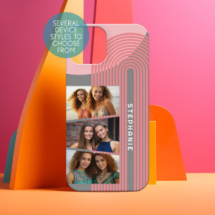 3 foto collage - boho koraal lijn kunst boog - naa iPhone 15 case