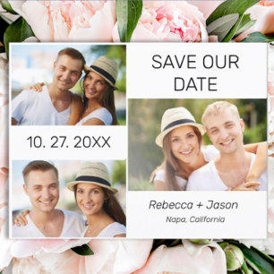 3 Foto Collage Bruiloft Save the Date Briefkaart