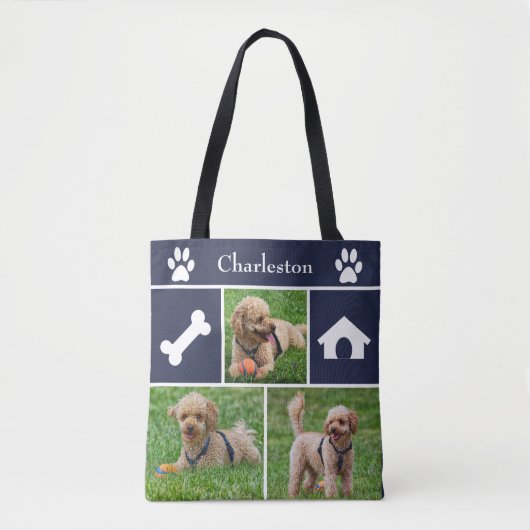 3 Foto Collage Canine Canvas tas (Voorkant)