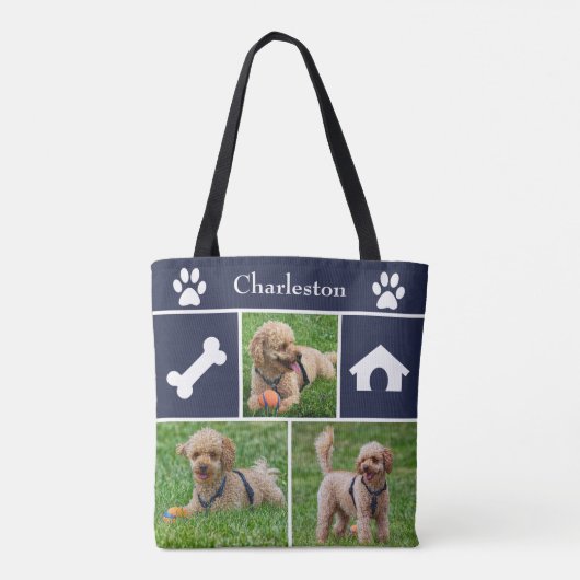 3 Foto Collage Canine Canvas tas (Achterkant)