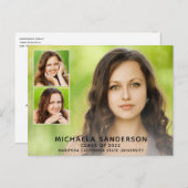 3 Foto Collage College High School Afstuderen Aankondigingskaart (Voorkant / Achterkant)