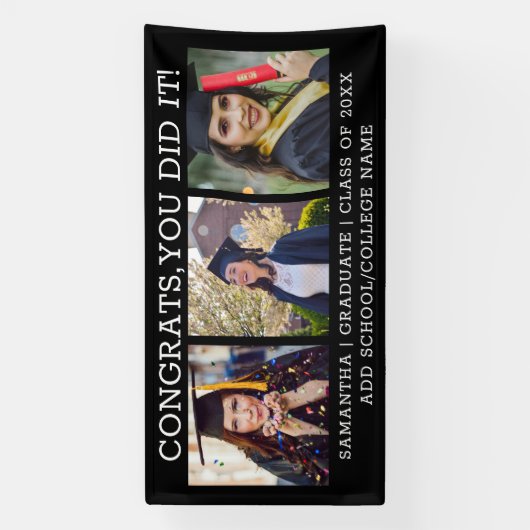 3 Foto Collage Congrats Afstudeerder 2023 Afstuder Spandoek (Verticaal)