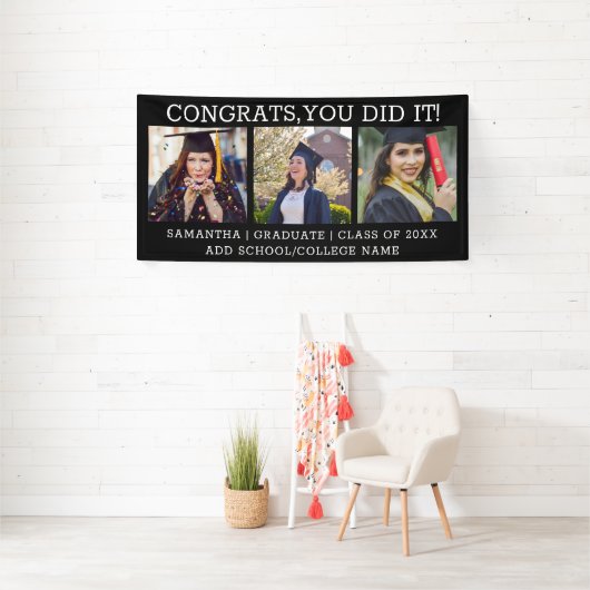 3 Foto Collage Congrats Afstudeerder 2023 Afstuder Spandoek (Insitu)