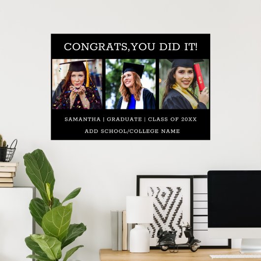 3 Foto Collage Congrats Afstuderen 2023 Afstuderen Poster (Thuiskantoor)