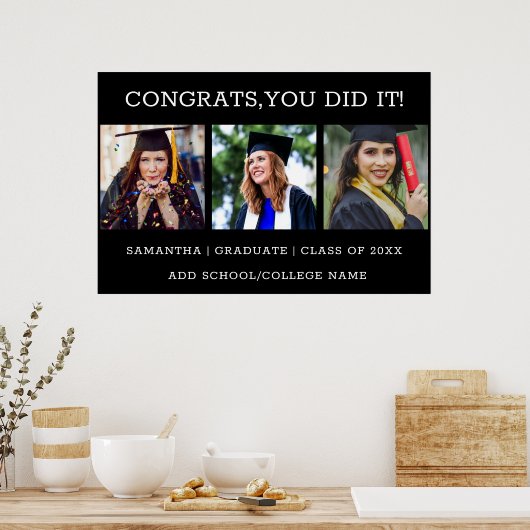3 Foto Collage Congrats Afstuderen 2023 Afstuderen Poster (Keuken)
