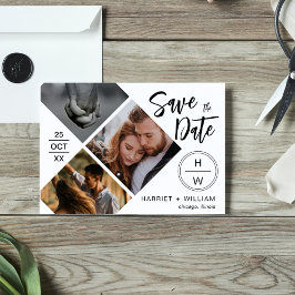 3 Foto Collage Diamanten Typografie Script Save The Date
